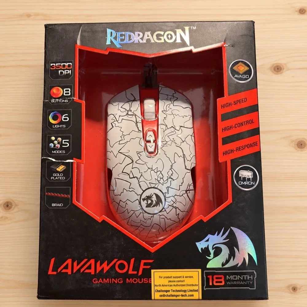 Redragon Lavawolf M701 Wired Gaming Mouse 3500 DPI White Programmable Box[A5]